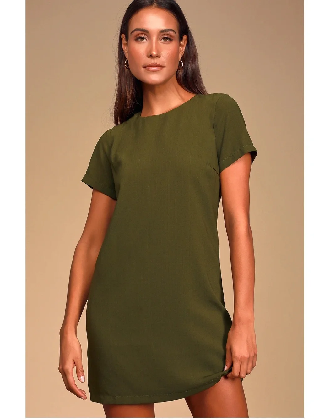 NWT Lulu’s Shift and Shout Olive Green Shift Mini Dress Small Coastal Classic